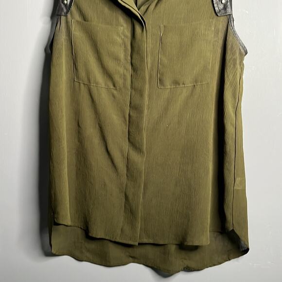 Double Zero Olive Green Sleeveless Blouse Size Small - Picture 5 of 10